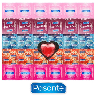 Pasante Mix pre každú príležitosť - 30 kondómov Pasante + srdiečkový kondóm ako darček