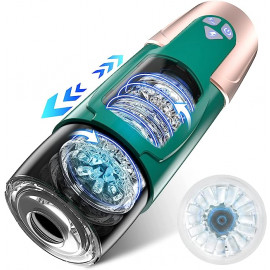 Paloqueth Electric Thrusting & Rotating Masturbator with 7 Modes and Realistic 3D Channel Green