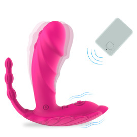 Paloqueth Wearable Panty 3-in-1 G-Spot & Tapping Vibrator with Remote Control Pink