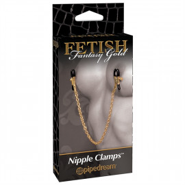 Fetish Fantasy Gold Chain Nipple Clamps - Zlaté svorky na bradavky s retiazkou