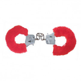 Toyjoy Furry Fun Cuffs - Plyšové kovové putá červená