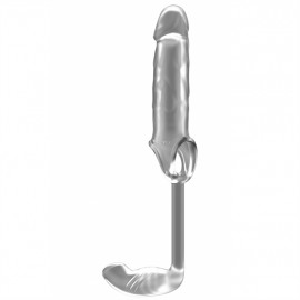 Sono No.34 Stretchy Penis Extension and Plug - Návlek na penis s análnym kolíkom Transparentná