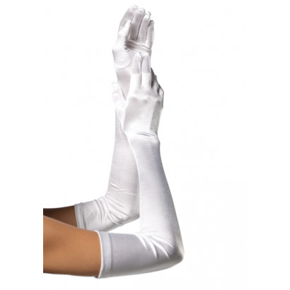 Leg Avenue Extra Long Satin Gloves 16B White