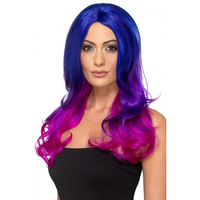 Fever Fashion Ombre Wig Wavy Long Blue & Pink 48906