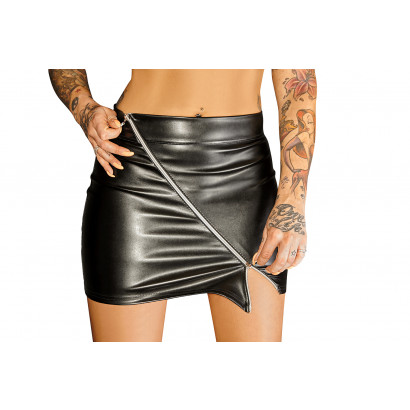 Noir Handmade F126 Ecoleather Miniskirt with 2-way Zipper Ruler