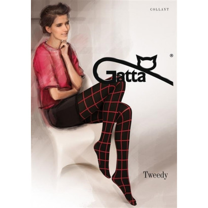 Gatta Tweedy 02 - Pančuchové nohavice Nero-Red