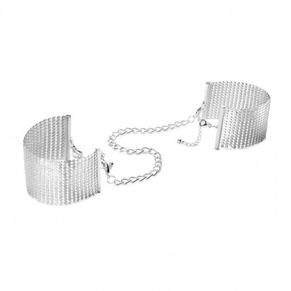 Bijoux Indiscrets Desir Metallique Mesh Handcuffs Silver - Kovová ozdobná putá Strieborná