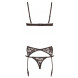Cottelli Shelf Bra, Suspender Belt and String Set 2210185 Black