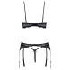 Cottelli Shelf Bra, Suspender Belt & Crotchless Thong Set 2221349 Black