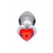 Booty Sparks Red Heart Glass Anal Plug with Gem Large