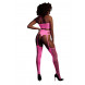 Ouch! Glow in the Dark Two Piece with Grecian Halter Neck Crop Top and Garter Belt Neon Pink
